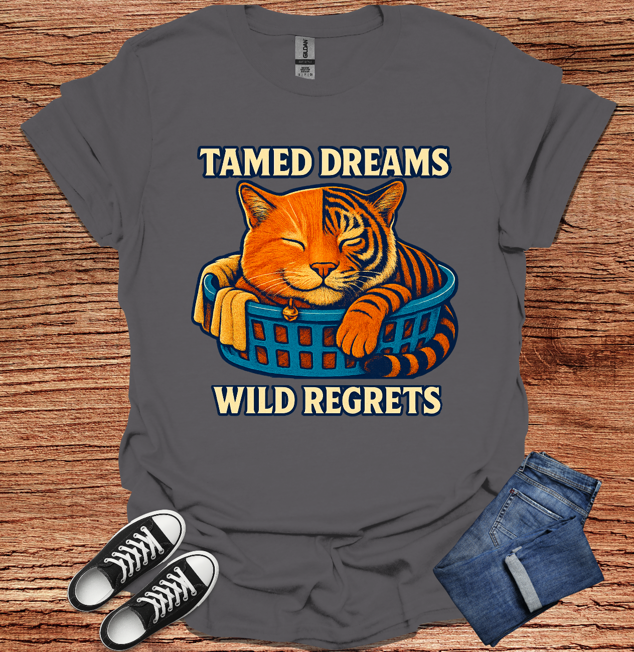 TAMED DREAMS: WILD REGRETS — Haunting Contrast Tee: Unisex Softstyle T-Shirt