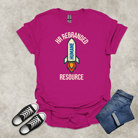 HR REBRANDED: HUMANE RESOURCE — Corporate Satire Tee: Unisex Softstyle T-Shirt