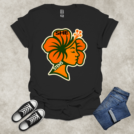 SHE STEMS — Floral Empowerment Graphic Tee: Unisex Softstyle T-Shirt