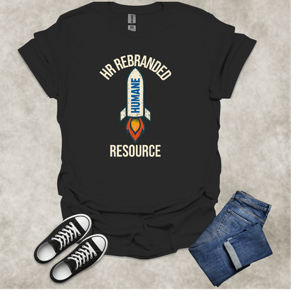 HR REBRANDED: HUMANE RESOURCE — Corporate Satire Tee: Unisex Softstyle T-Shirt