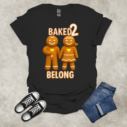 BAKED 2 BELONG — Gingerbread Love Graphic Tee: Unisex Softstyle T-Shirt