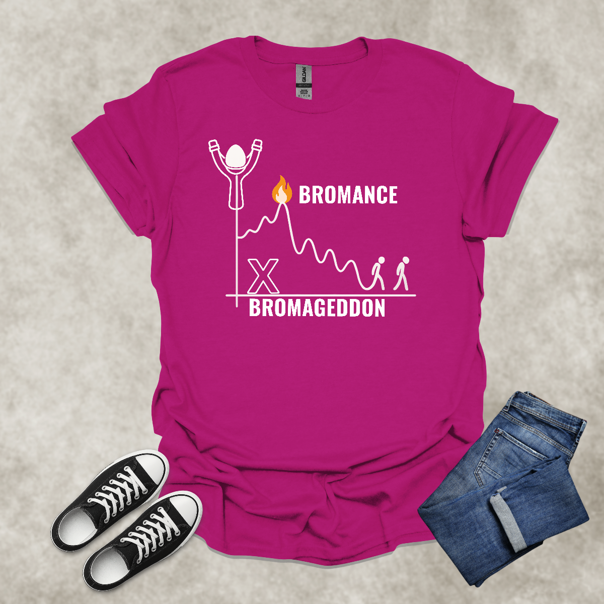 BROMANCE: BROMAGEDDON — Relationship Satire Tee: Unisex Softstyle T-Shirt