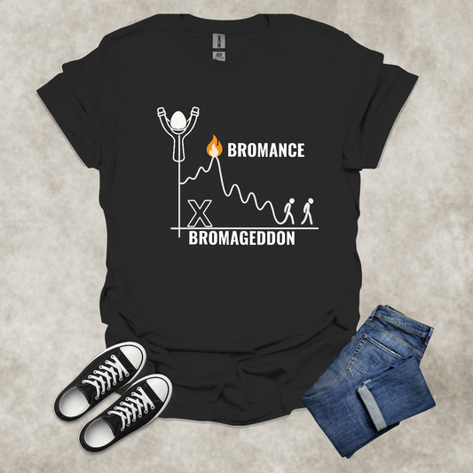 BROMANCE: BROMAGEDDON — Relationship Satire Tee: Unisex Softstyle T-Shirt