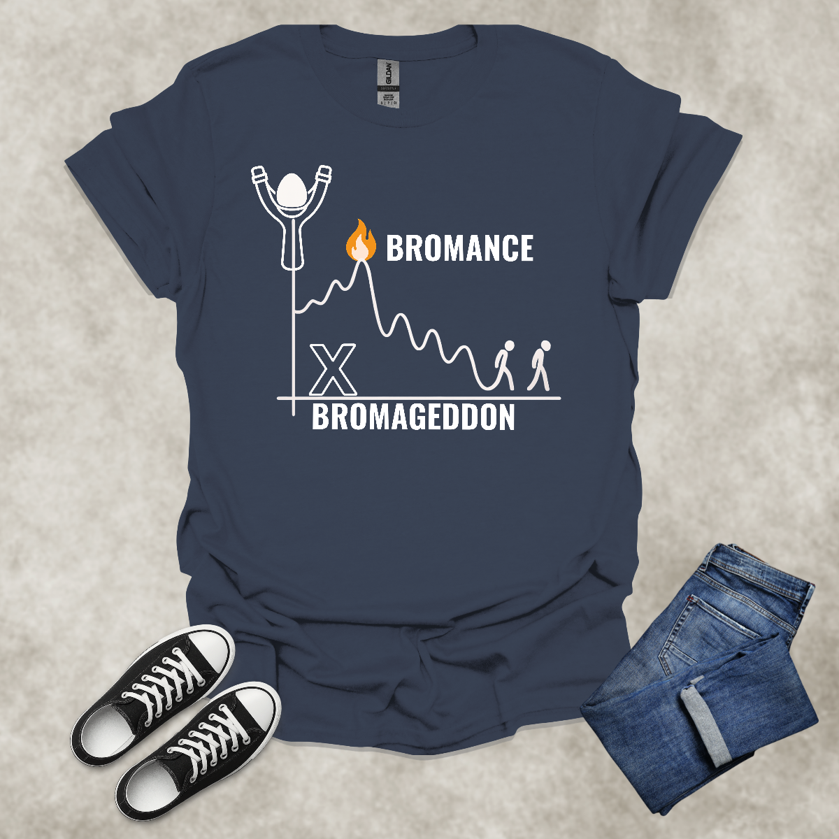 BROMANCE: BROMAGEDDON — Relationship Satire Tee: Unisex Softstyle T-Shirt