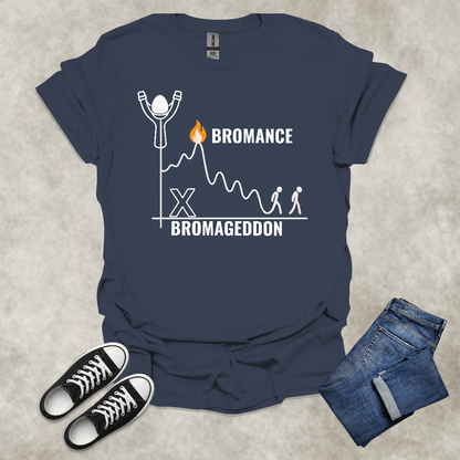 BROMANCE: BROMAGEDDON — Relationship Satire Tee: Unisex Softstyle T-Shirt
