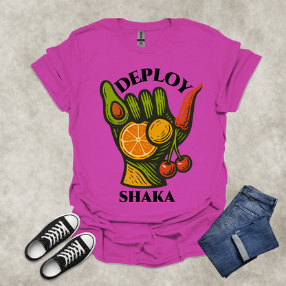 DEPLOY SHAKA — Surreal Produce Graphic Tee: Unisex Softstyle T-Shirt