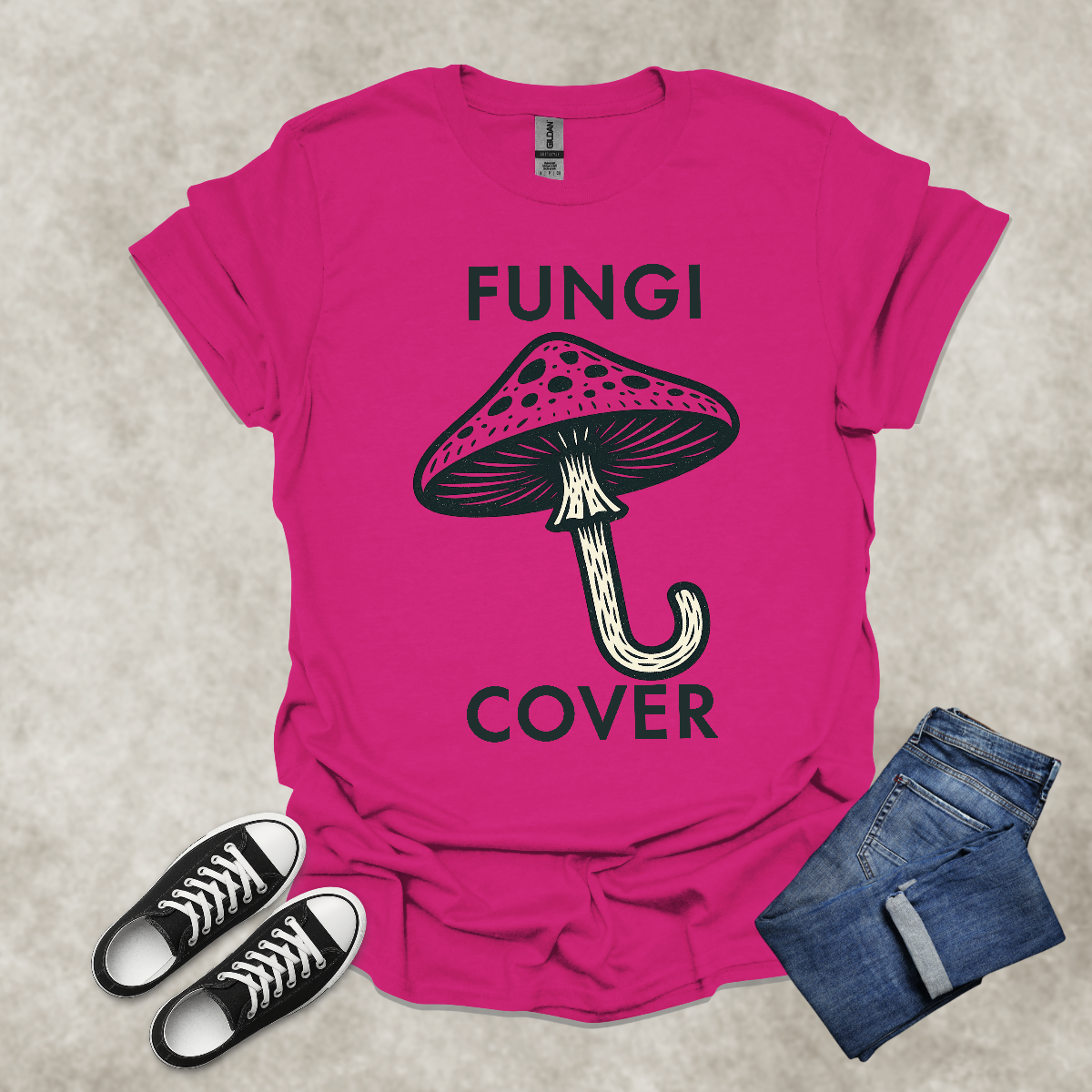FUNGI COVER — Mushroom Art Graphic Tee: Unisex Softstyle T-Shirt