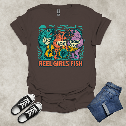 REEL GIRLS FISH — Fishing & Music Humor Tee: Unisex Softstyle T-Shirt