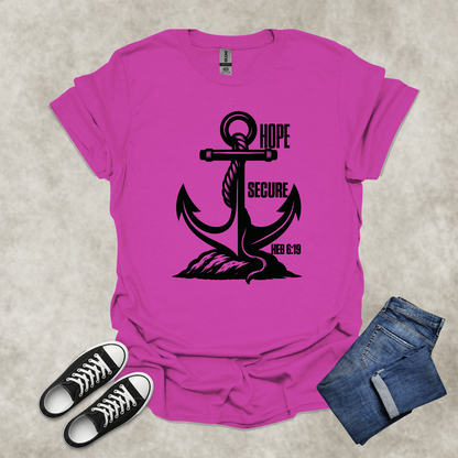 HOPE SECURE — Scripture-Inspired Graphic Tee: Unisex Softstyle T-Shirt