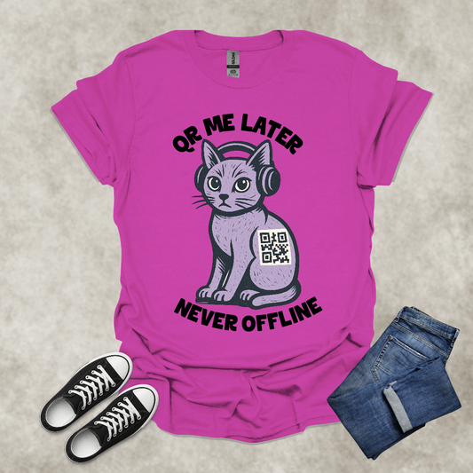 QR ME LATER: NEVER OFFLINE: GEN Z — Generational Graphic Tee: Unisex Softstyle T-Shirt