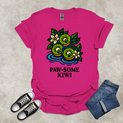 PAW-SOME KIWI — Food & Animal Pun Tee: Unisex Softstyle T-Shirt