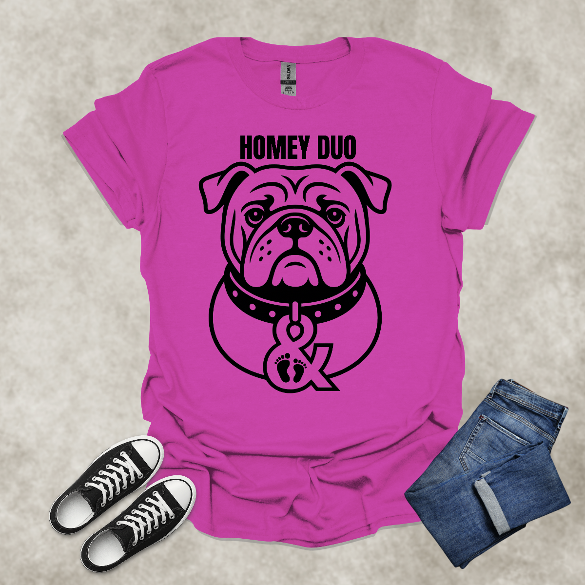 HOMEY DUO — Bulldog Streetwear Graphic Tee: Unisex Softstyle T-Shirt