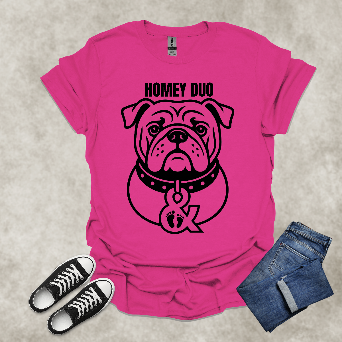 HOMEY DUO — Bulldog Streetwear Graphic Tee: Unisex Softstyle T-Shirt