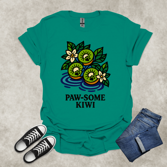 PAW-SOME KIWI — Food & Animal Pun Tee: Unisex Softstyle T-Shirt