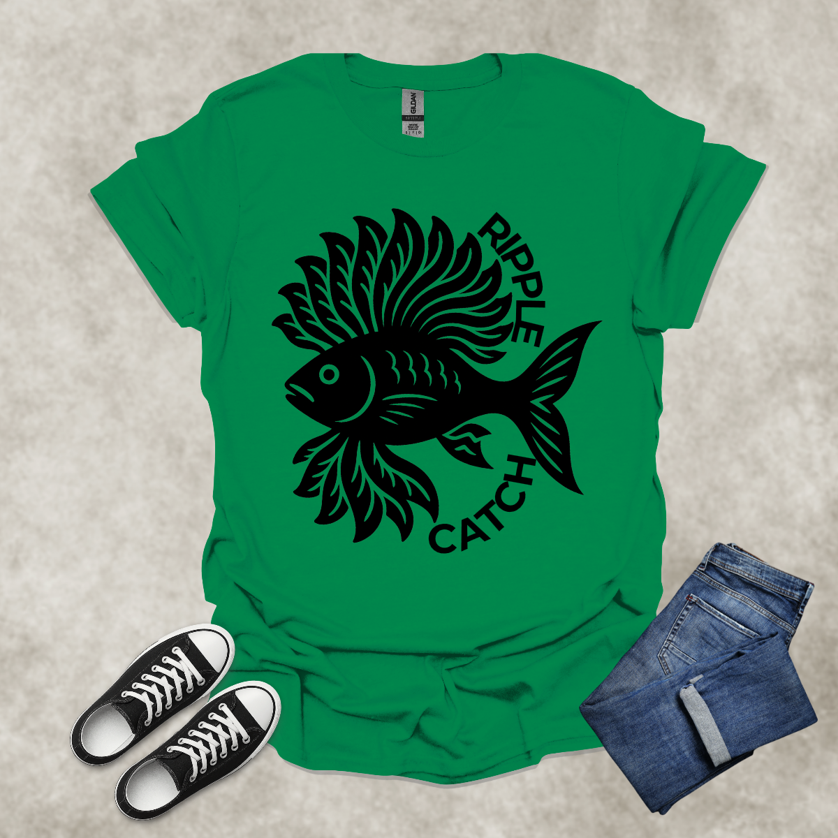 RIPPLE CATCH — Surreal Aquatic Art Tee: Unisex Softstyle T-Shirt