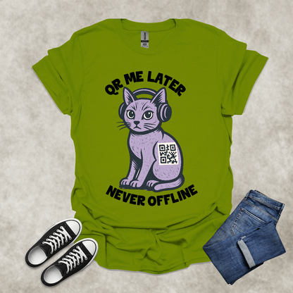 QR ME LATER: NEVER OFFLINE: GEN Z — Generational Graphic Tee: Unisex Softstyle T-Shirt