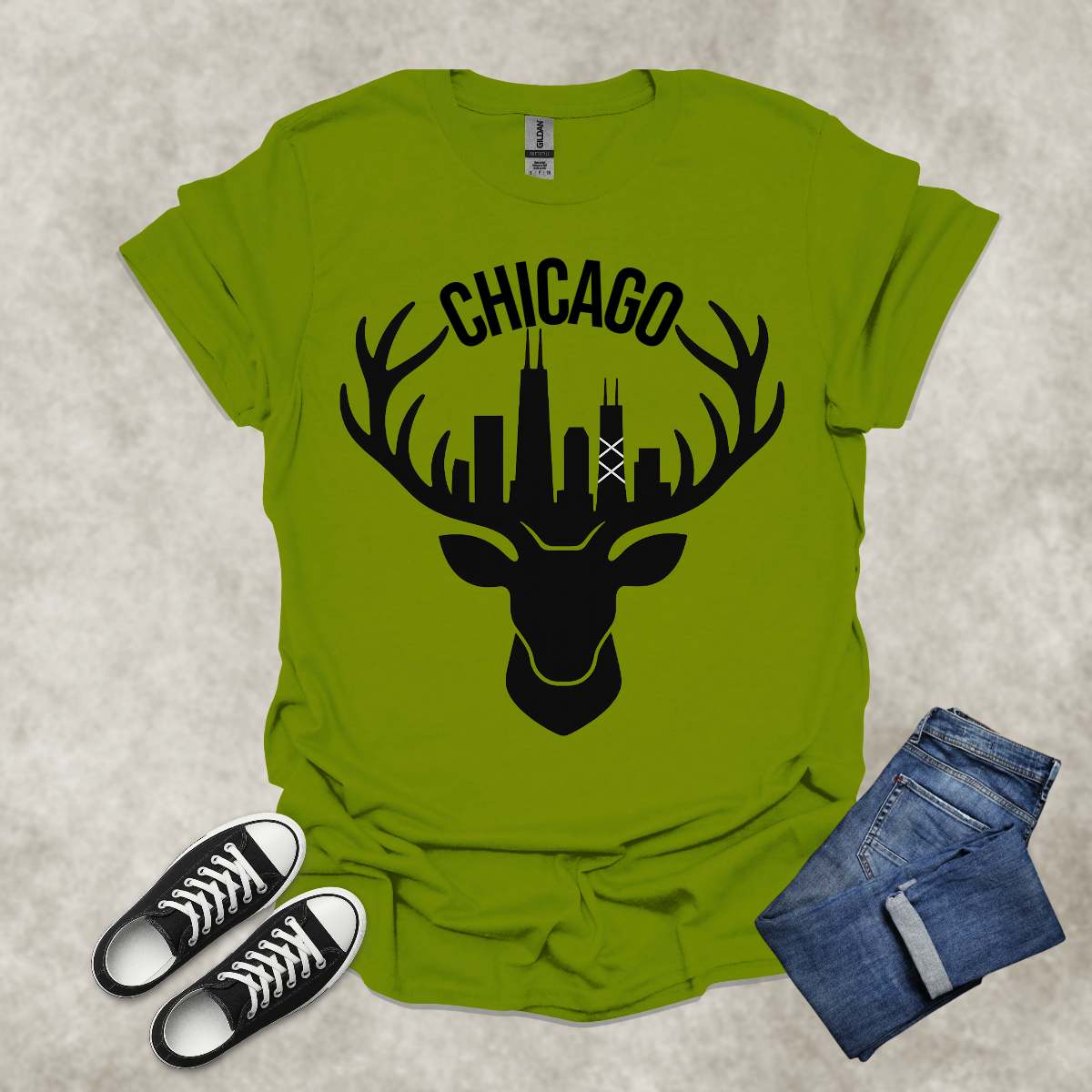 CHICAGO — Skyline Antler Graphic Tee: Unisex Softstyle T-Shirt