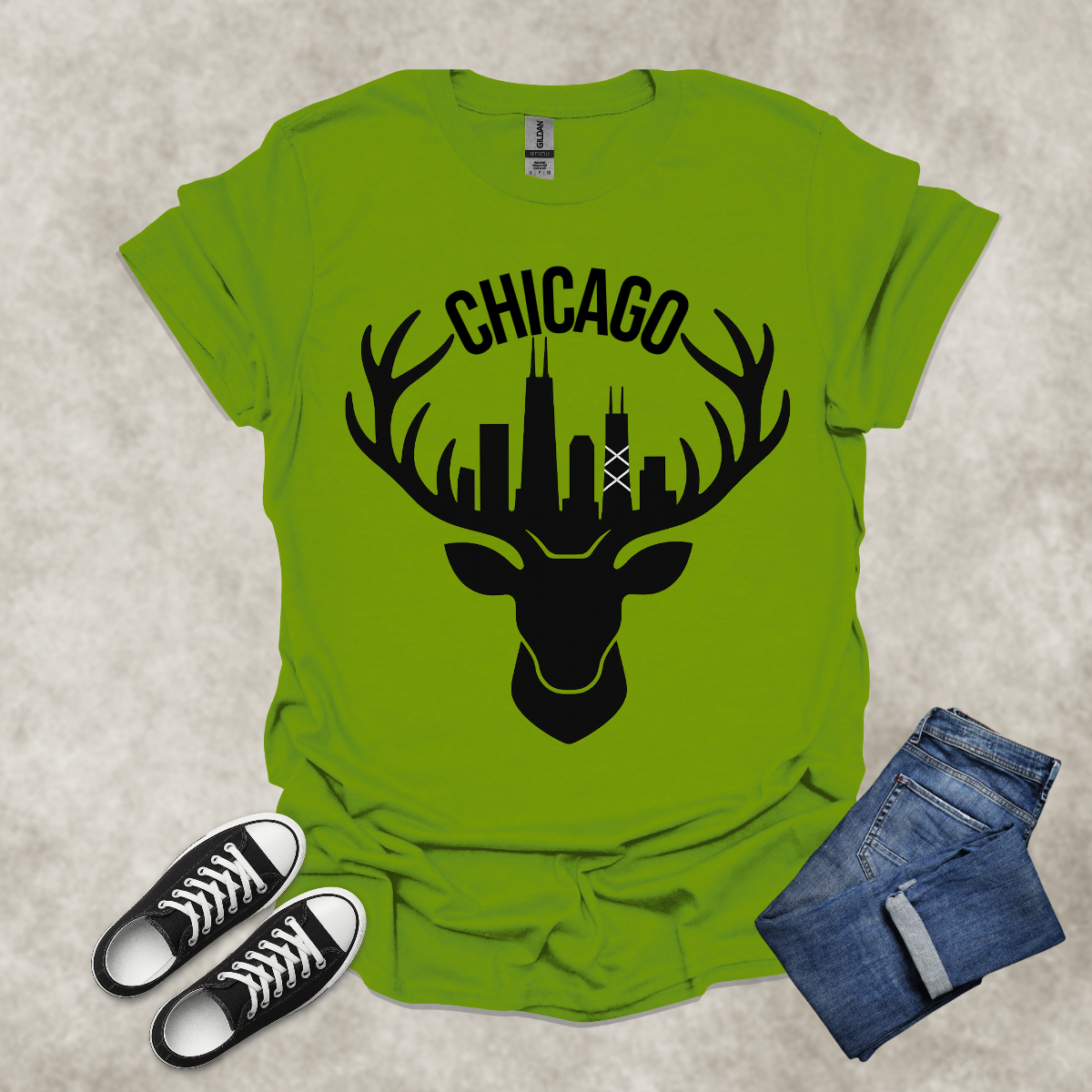 CHICAGO — Skyline Antler Graphic Tee: Unisex Softstyle T-Shirt
