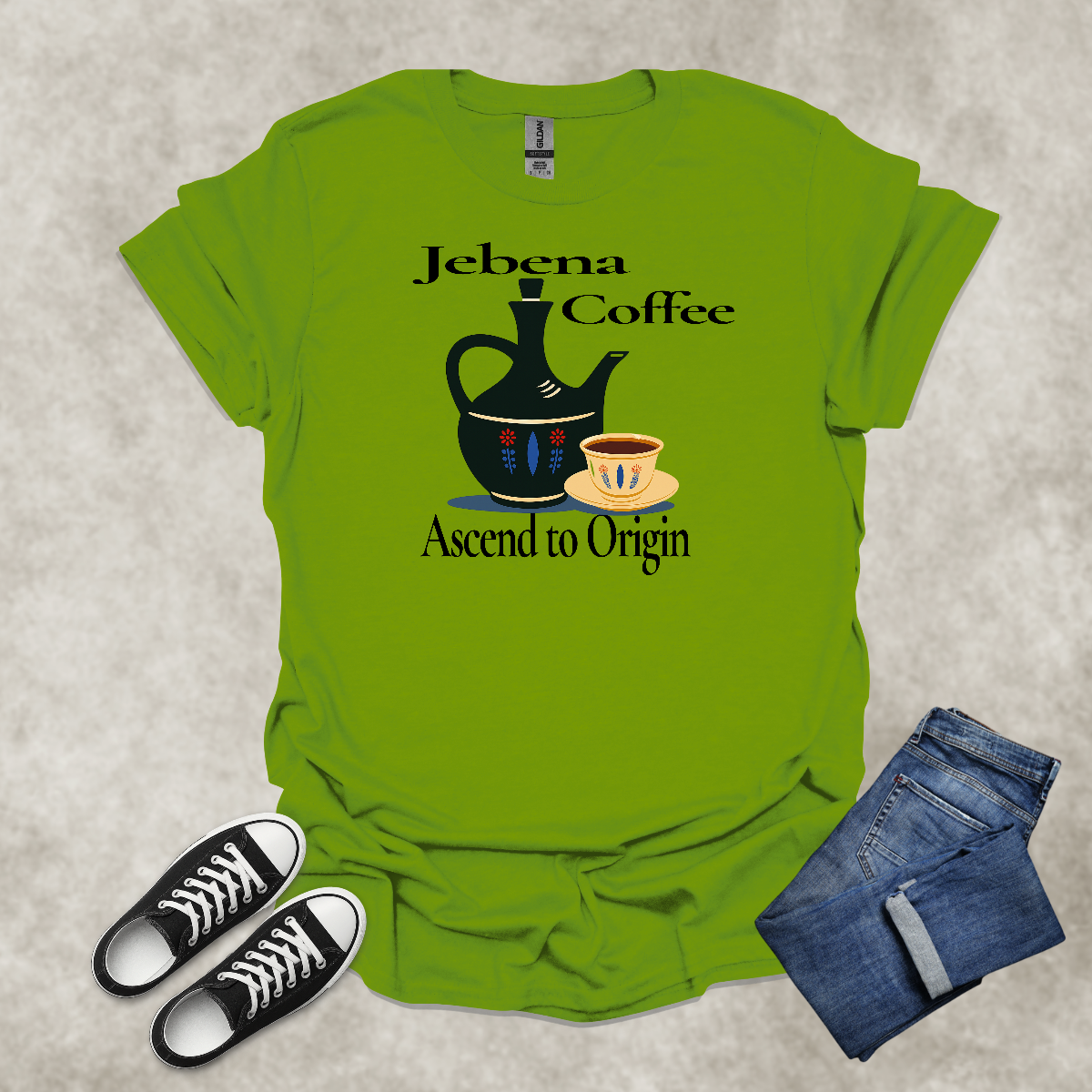 JEBENA COFFEE: ASCEND TO ORIGIN — Cultural Coffee Graphic Tee: Unisex Softstyle T-Shirt