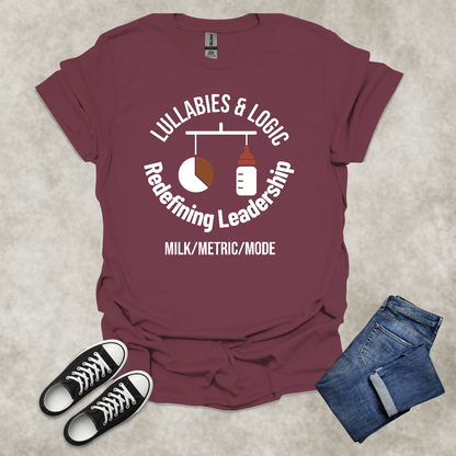 LULLABIES AND LOGIC: REDEFINING LEADERSHIP: MILK/METRIC/MODE — Corporate Satire Tee: Unisex Softstyle T-Shirt