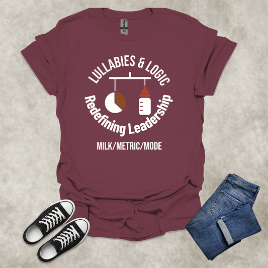 LULLABIES AND LOGIC: REDEFINING LEADERSHIP: MILK/METRIC/MODE — Corporate Satire Tee: Unisex Softstyle T-Shirt