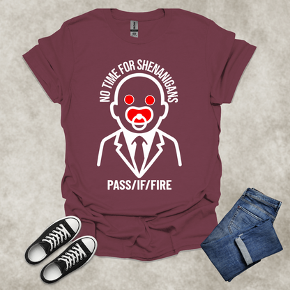 NO TIME FOR SHENANIGANS — Corporate Satire Tee: Unisex Softstyle T-Shirt