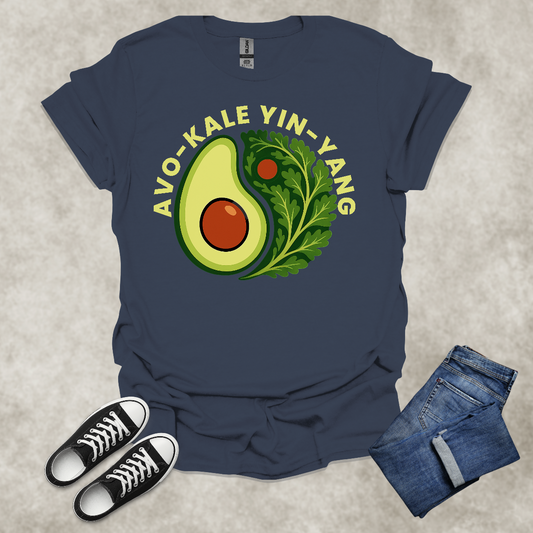 AVO-KALE: YIN-YANG — Foodie Wellness Graphic Tee: Unisex Softstyle T-Shirt