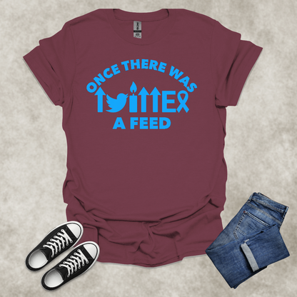 ONCE THERE WAS A TWITTER FEED — Tech Nostalgia Satire Tee: Unisex Softstyle T-Shirt