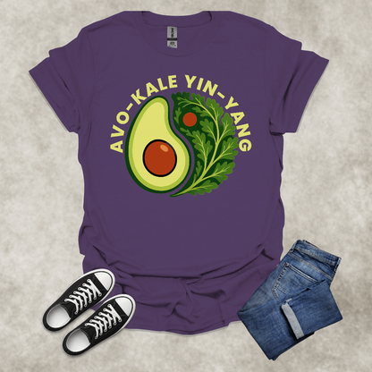 AVO-KALE: YIN-YANG — Foodie Wellness Graphic Tee: Unisex Softstyle T-Shirt