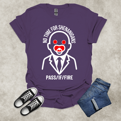 NO TIME FOR SHENANIGANS — Corporate Satire Tee: Unisex Softstyle T-Shirt
