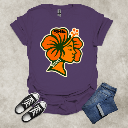 SHE STEMS — Floral Empowerment Graphic Tee: Unisex Softstyle T-Shirt