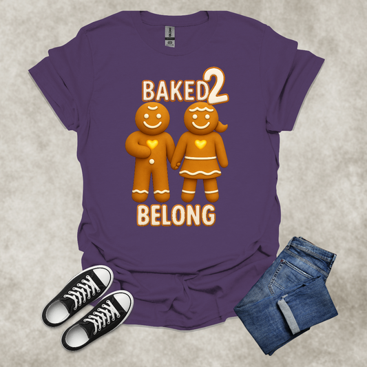 BAKED 2 BELONG — Gingerbread Love Graphic Tee: Unisex Softstyle T-Shirt
