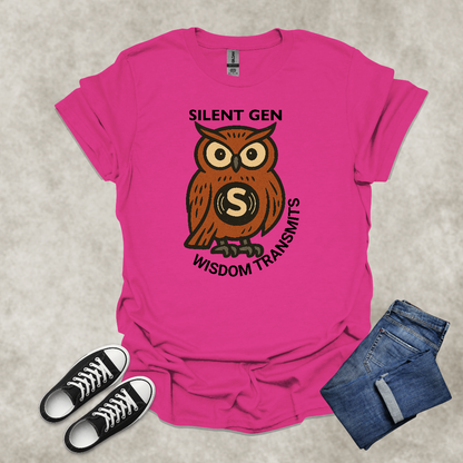 SILENT GEN: WISDOM TRANSMITS — Owl Wisdom Art Tee: Unisex Softstyle T-Shirt
