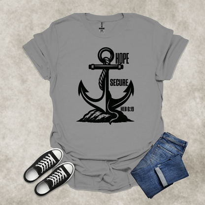 HOPE SECURE — Scripture-Inspired Graphic Tee: Unisex Softstyle T-Shirt