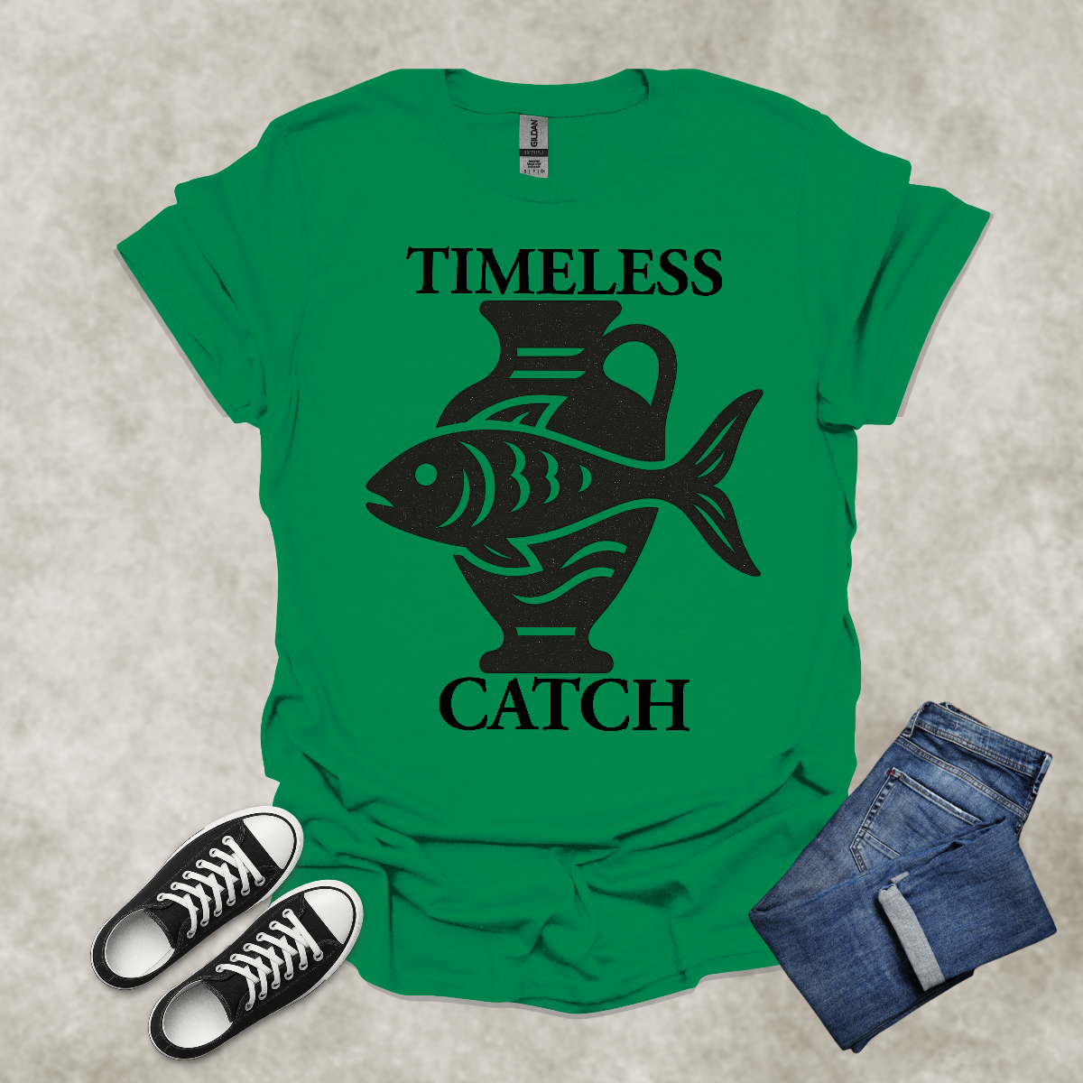 TIMELESS CATCH — Surreal Nature Art Tee: Unisex Softstyle T-Shirt