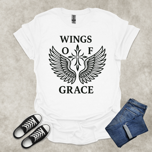 WINGS OF GRACE — Scripture-Inspired Graphic Tee: Unisex Softstyle T-Shirt