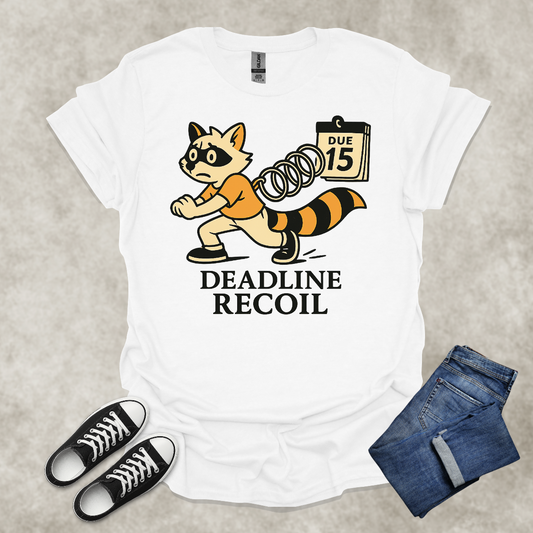 DEADLINE RECOIL — Financial Satire Tee: Unisex Softstyle T-Shirt