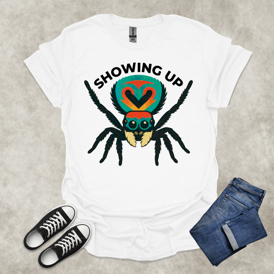 SHOWING UP and NOT SHOWING OFF — Nature-Inspired Lifestyle Tee: Unisex Softstyle T-Shirt