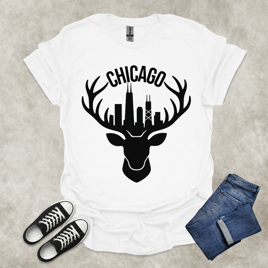 CHICAGO — Skyline Antler Graphic Tee: Unisex Softstyle T-Shirt