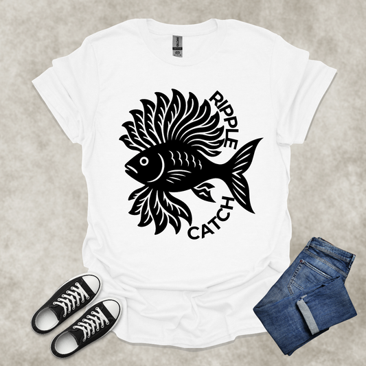 RIPPLE CATCH — Surreal Aquatic Art Tee: Unisex Softstyle T-Shirt