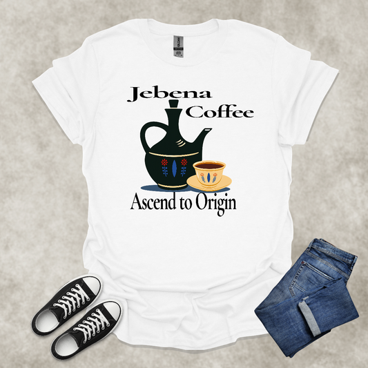 JEBENA COFFEE: ASCEND TO ORIGIN — Cultural Coffee Graphic Tee: Unisex Softstyle T-Shirt