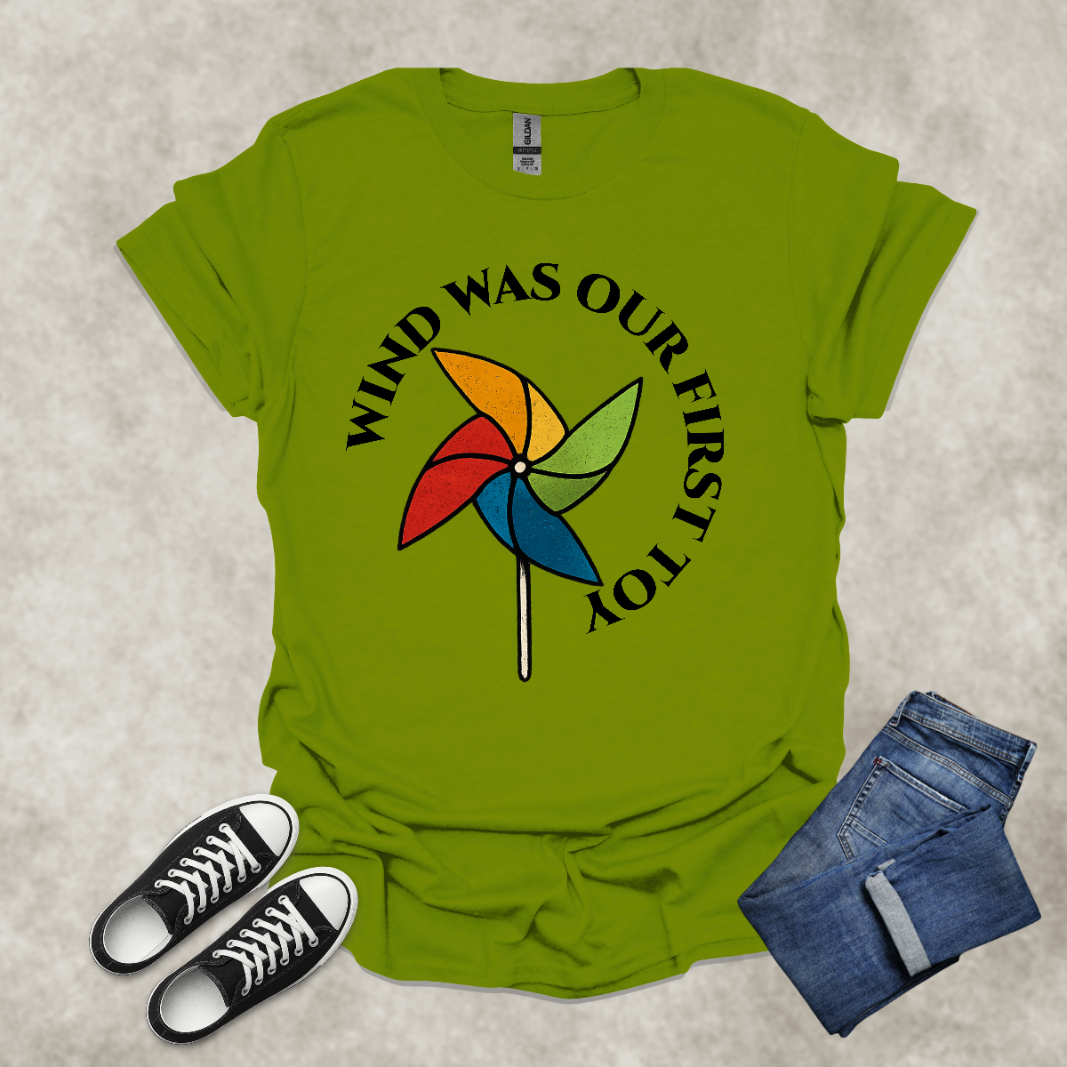 WIND WAS OUR FIRST TOY — Pinwheel Nostalgia Tee: Unisex Softstyle T-Shirt